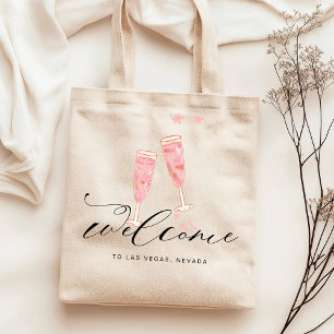 Tote Bag Bienvenue à la Destination EVJF Champagne Rose