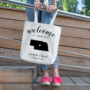 Tote Bag Bienvenue au Nebraska Mariage de silhouette d'ét