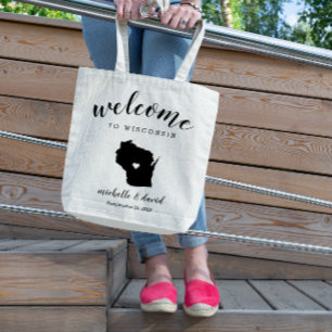 Tote Bag Bienvenue au Wisconsin   Mariage de silhouette d'é