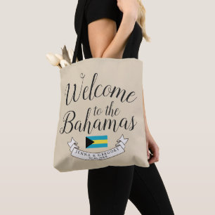 Tote Bag Bienvenue aux Bahamas   Personnalisation du mariag