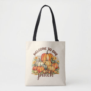 Tote Bag Bienvenue dans notre Patch - Cosy Citrouille Patch