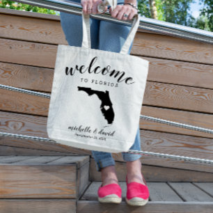 Tote Bag Bienvenue en Floride   Mariage de silhouette d'éta