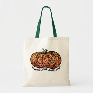 Tote Bag Bienvenue filigrane citrouille d'automne