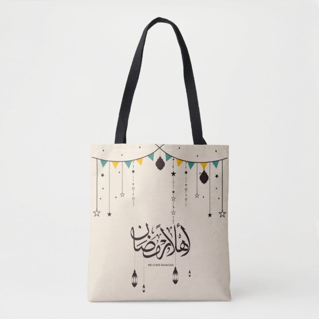 Tote Bag Bienvenue Ramadan, calligraphie arabe (Devant)