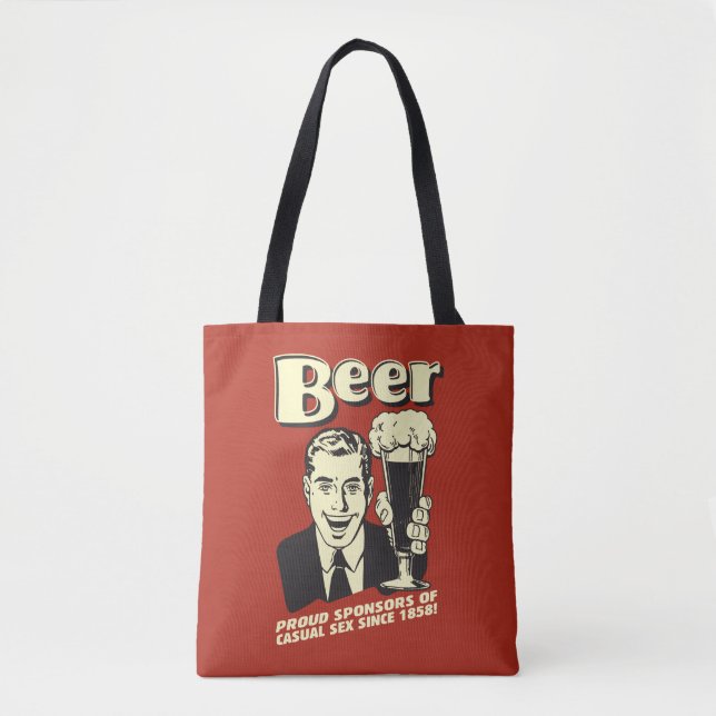 Tote Bag Bière : Fiers Sponsors Sexe Décontracté (Devant)