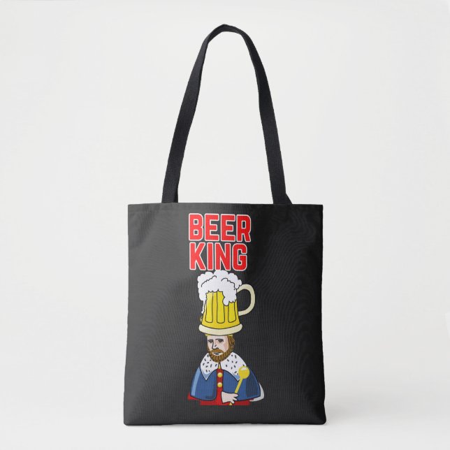 Tote Bag Bière King Funny Design Cool (Devant)