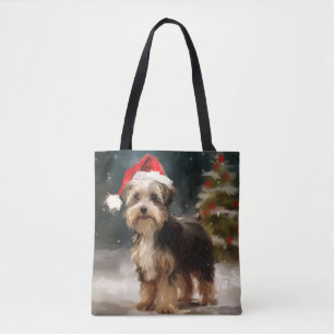 Tote Bag Biewer Terrier Chien dans Noël de neige