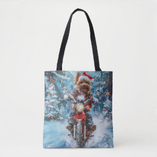 Tote Bag Biewer Terrier Chien équitation Moto Noël
