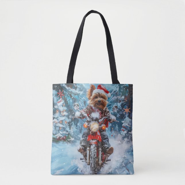 Tote Bag Biewer Terrier Chien équitation Moto Noël (Devant)