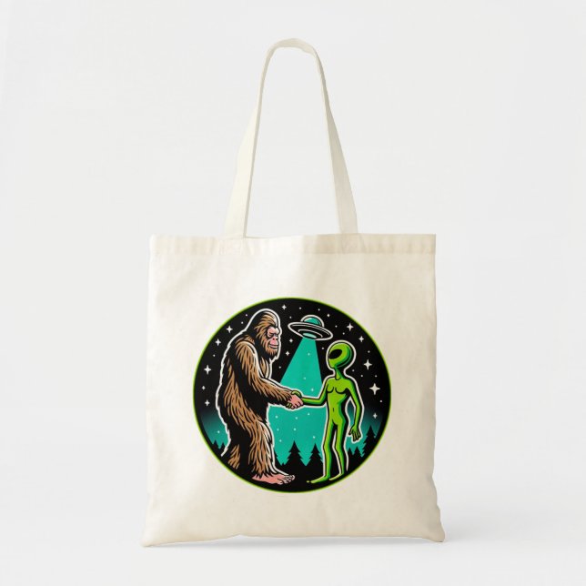 Tote Bag Bigfoot Alien Alliance - Funny Scifi Cryptid (Devant)