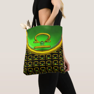 Tote Bag BIJOUX D'ANNIVERSAIRE LIBRA GOLD ZODIAC, Émeraude 
