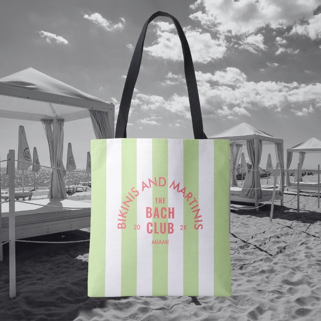 Tote Bag Bikinis Et Martinis Le Club Bach Green Stripe (Créateur téléchargé)
