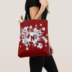 Tote Bag billes de football gris marron étoiles monogrammed