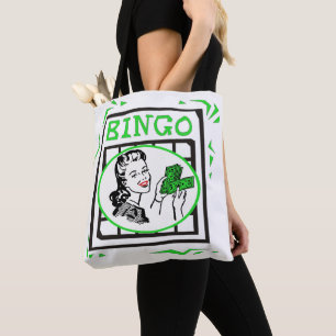 Tote Bag Bingo Lady Avec De L'Argent Sur Carte Bingo