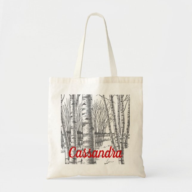 Tote Bag Birch Trees en Noël d'hiver Noël Noël Noël (Devant)