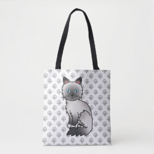 Tote Bag Birman / Ragdoll Point Bleu Chat & Pattes Mignon