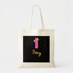 Tote Bag Birthday Kids Shark Shirt 1ère fille 1 an old