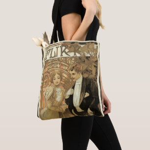 Tote Bag Biscuits vintages Art Nouveau Flirt, Alphonse Much