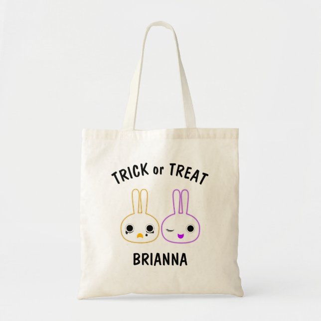 Tote Bag Bits de lapin mignonne et orange et pourpre (Devant)