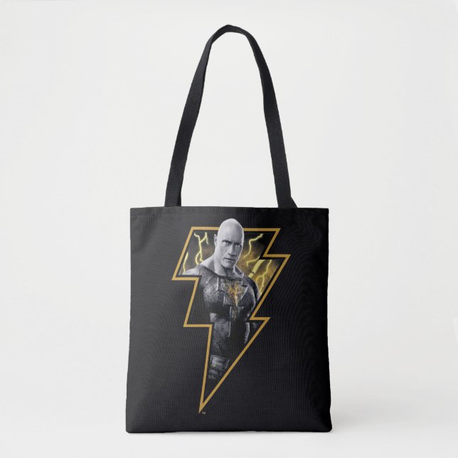 Tote Bag Black Adam Grey et Gold Lightning Graphic (Devant)