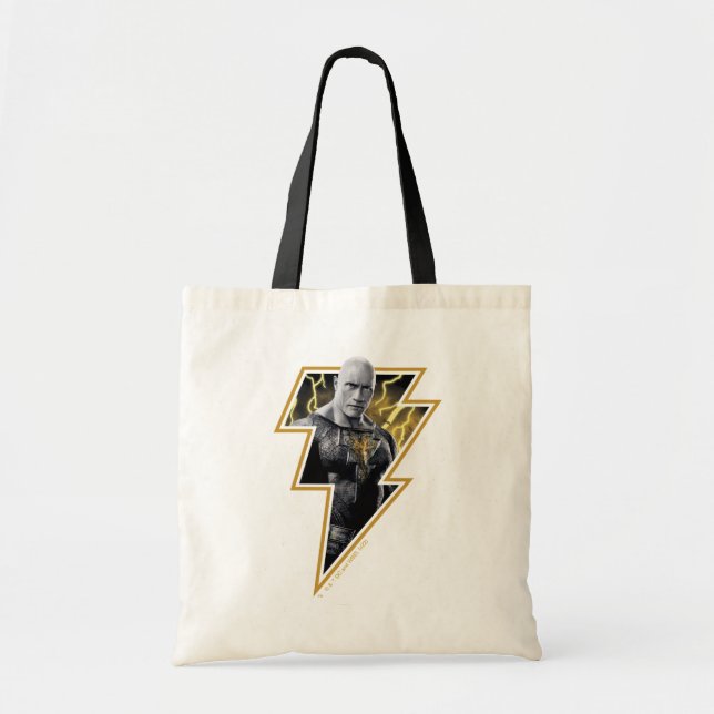Tote Bag Black Adam Grey et Gold Lightning Graphic (Devant)