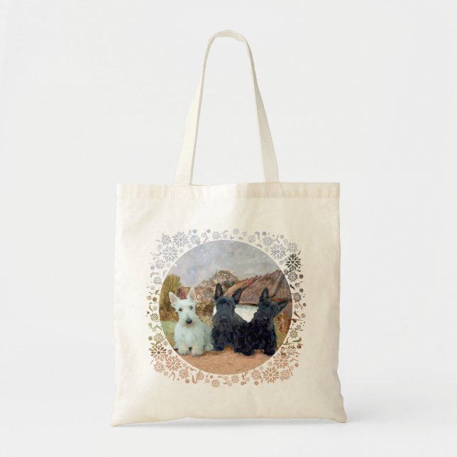 Tote Bag Black and Wheaten Scottish Terriers (Devant)