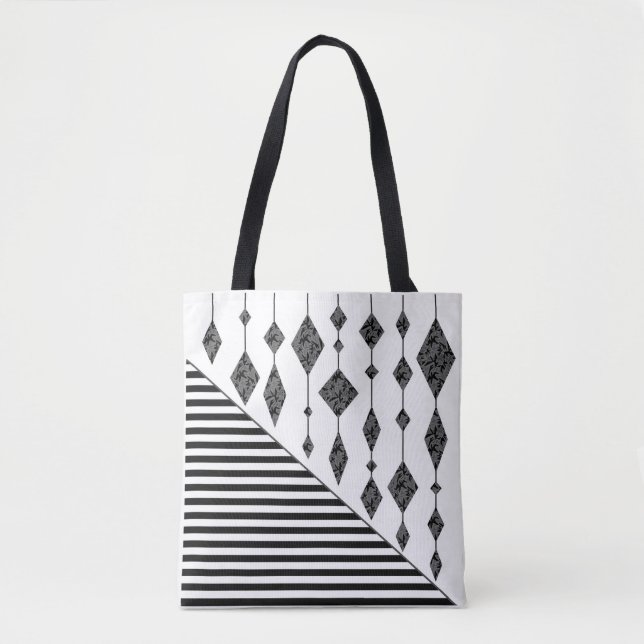 Tote Bag Black and white, abstract, geometric, simple, scan (Devant)