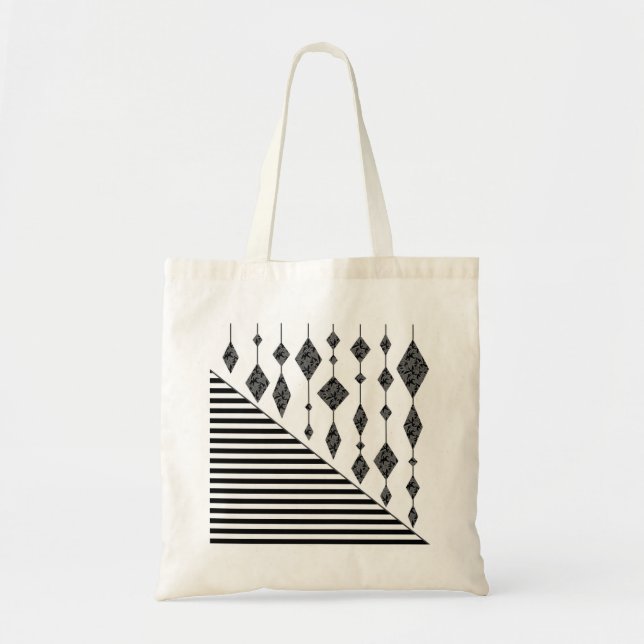 Tote Bag Black and white, abstract, geometric, simple, scan (Devant)