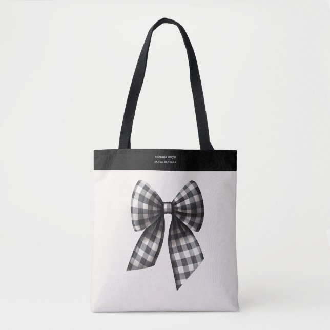 Tote Bag Black and White En vichy Bow tendance (Devant)