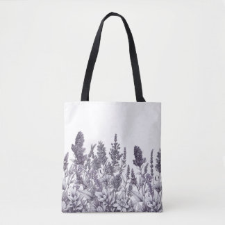 Tote Bag Black and White Flowers