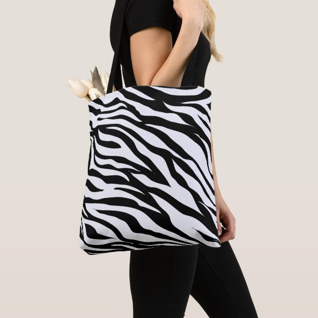 Tote Bag Black and White Zebra Animal Print  (De près)