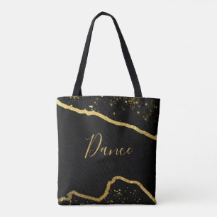 Tote Bag Black avec Gold Parties scintillant Danse Fourre-t