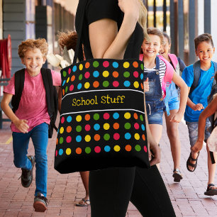 Tote Bag Black Bleu Rouge Vert Jaune Orange Polka Point
