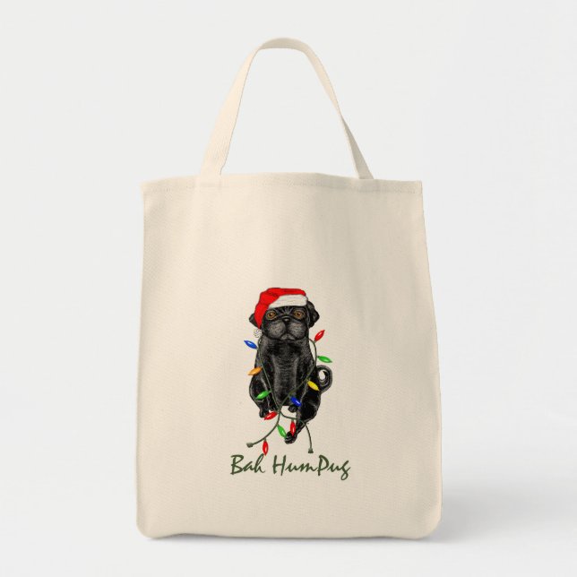 Tote Bag Black Carlin Chien Bah Humpug Funny Noël (Devant)