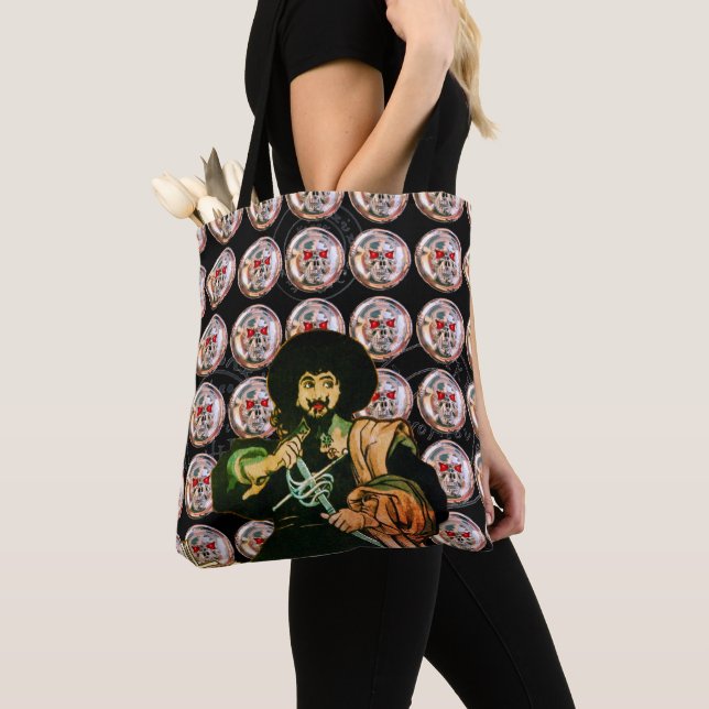 Tote Bag BLACK CORSAIR Pirates métal crâne (De près)