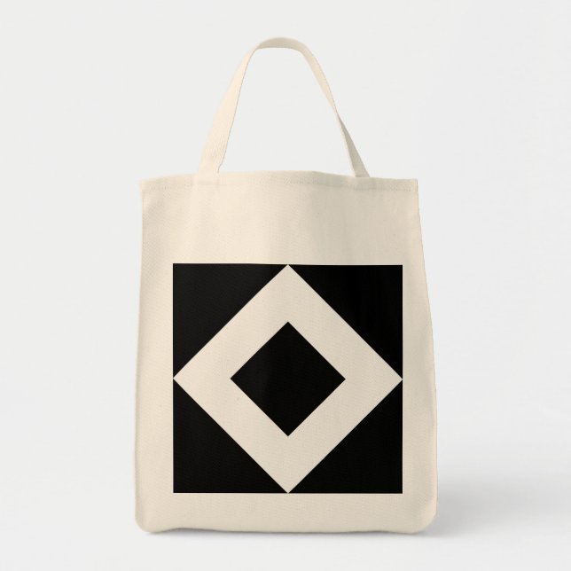 Tote Bag Black Diamond, Bold White Border (Devant)