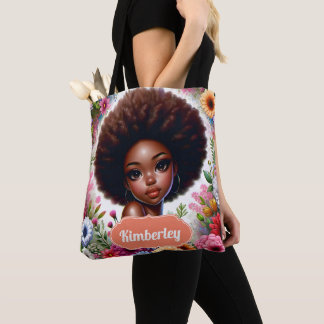 Tote Bag Black girl Africaine Américaine avec Afro