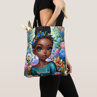 Tote Bag Black girl African American avec tresses
