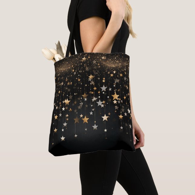 Tote Bag Black Gold Stars (De près)