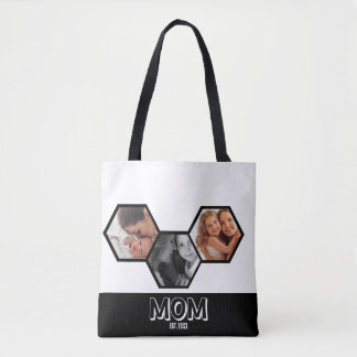 Tote Bag Black Hexagon Mom Established 3 Photo