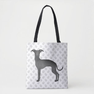 Tote Bag Black Italien Greyhound Cute Cartoon Chien avec pa