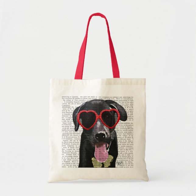 Tote Bag Black Labrador Avec Lunettes de soleil Coeur (Devant)