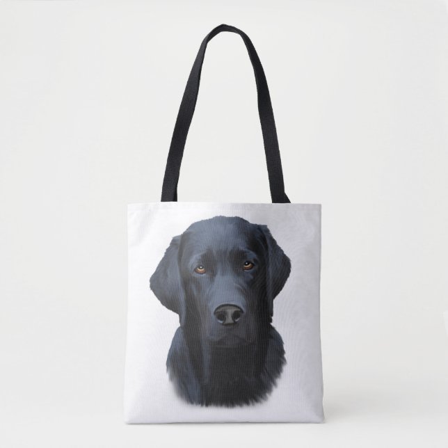 Tote Bag Black Labrador Dog Water Couleur Art Peinture (Devant)