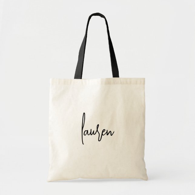 Tote Bag Black Modern Script Nom cadeau nuptiale (Devant)