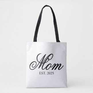 Tote Bag Black Ornate Script Established Mom