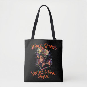 Tote Bag Black Queen Travailleuse sociale Diplôme de travai