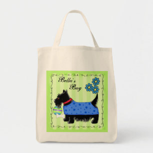 Tote Bag Black Scottie Terrier Chien vert personnalisé