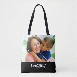 Tote Bag Black Script Established Grandma 