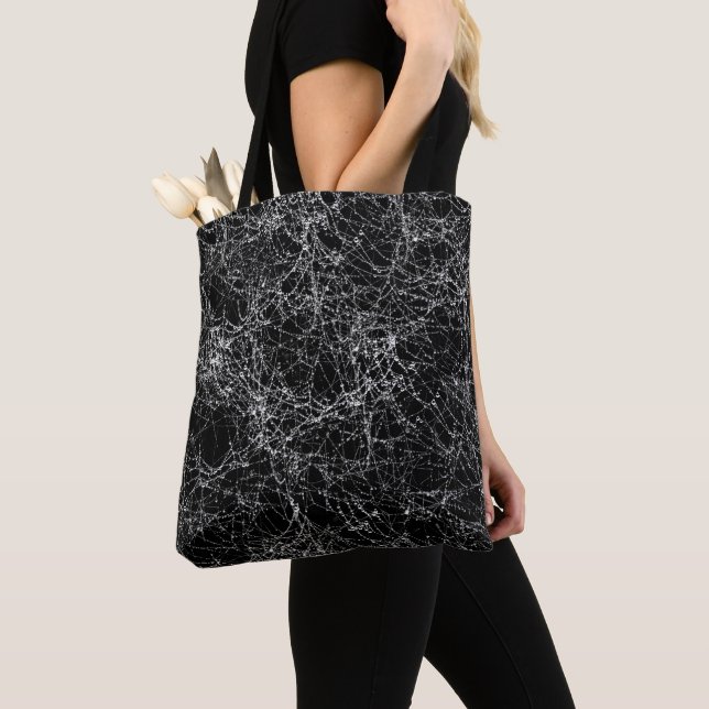 Tote Bag Black & Silvery Spider Webs Costume d'Halloween ch (De près)
