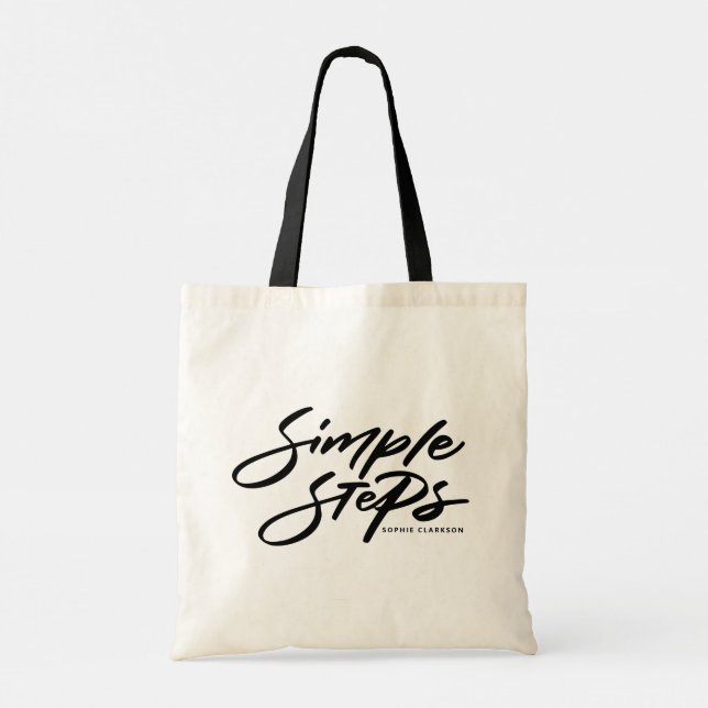 Tote Bag Black Simple Steps Quote Modern Calligraphy (Dos)